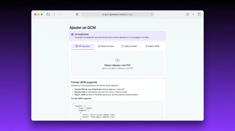 RetentIA : import de cours et génération de QCM ou flashcards par intelligence artificielle depuis la source
